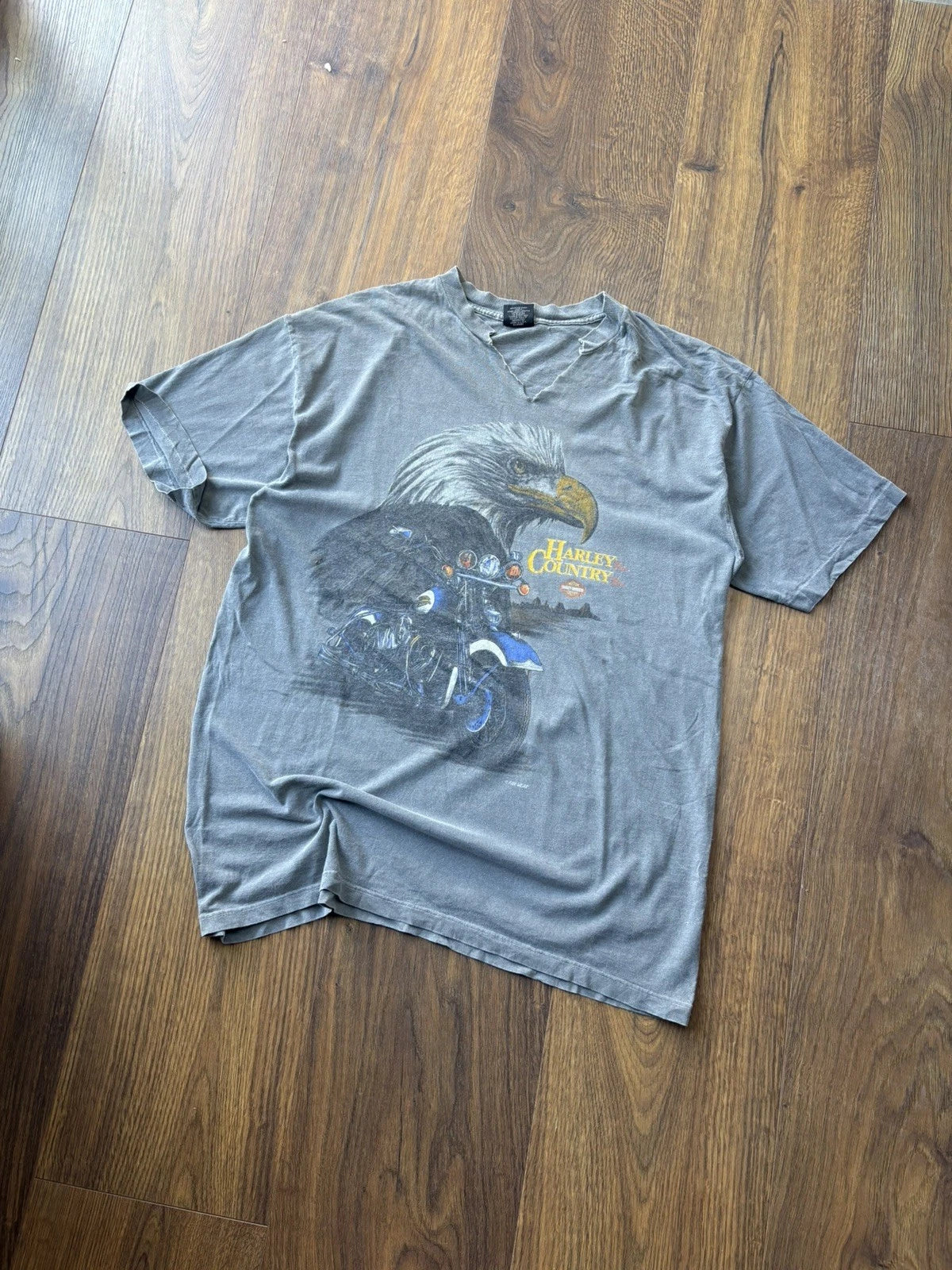 Vintage 80s Harley-Davidson T-Shirt Black Bar & Shield Faded Single Stitch Tee