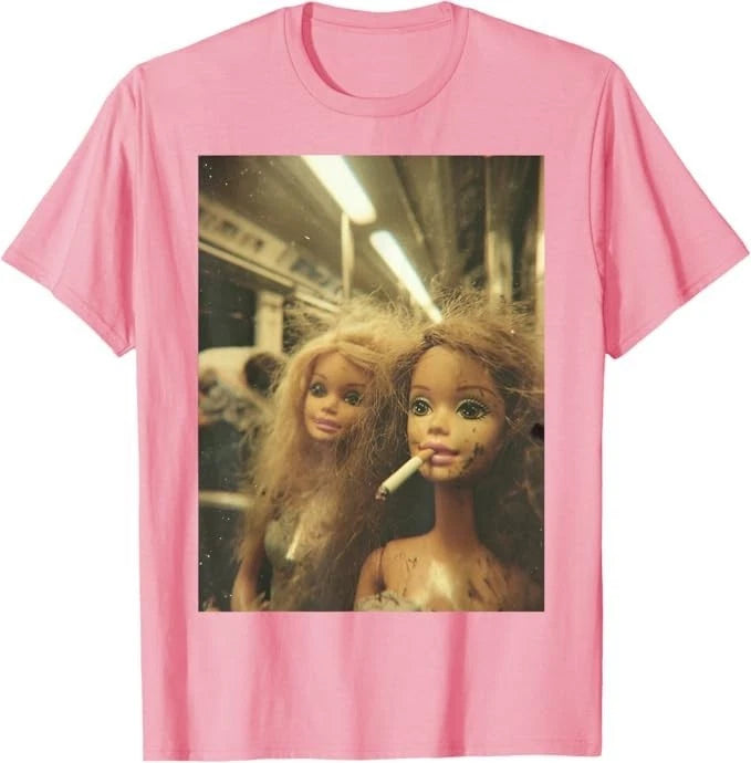 Funny Disgusting Doll face Meme Smoking Y2K Sarcastic Gift T-Shirt