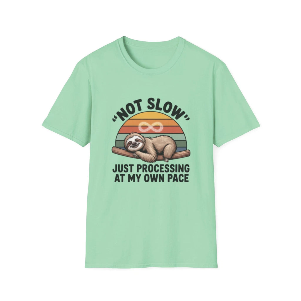 -Not Slow Sloth T-Shirt | Retro Rainbow Sloth, Funny Lazy Quote