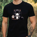 Mens Grumpy Black Cat Print Cotton T-Shirt Size XS to 5XL