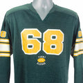 Tommy Hilfiger 68 Mens Football Style Jersey Green Yellow V Neck Long Sleeve M