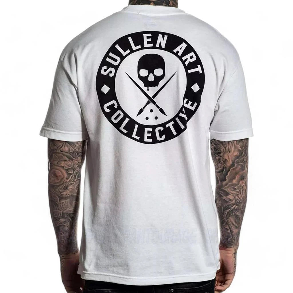 New Men's Sullen Art Collective Logo Art Driven White Tattoo T-Shirt L-XXL