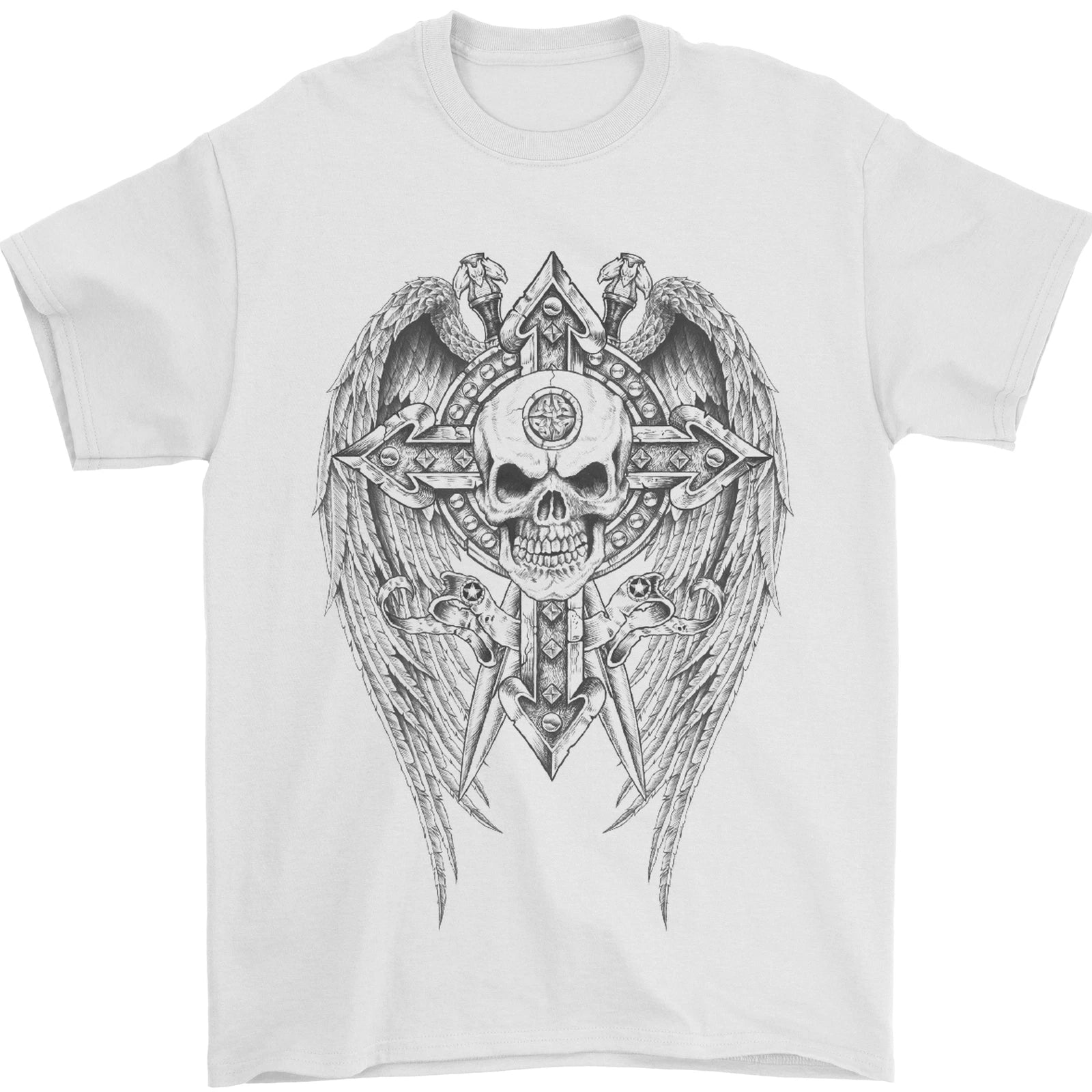 Skull Wings Viking Gothic Wings Gym Biker Mens T-Shirt 100% Cotton