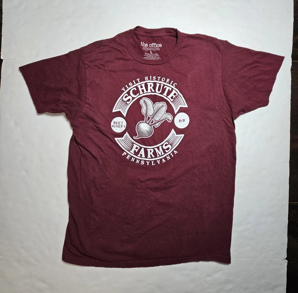 The Office Dwight Schrute “Visit Schrute Farms” Unisex Maroon Shirt Size Large