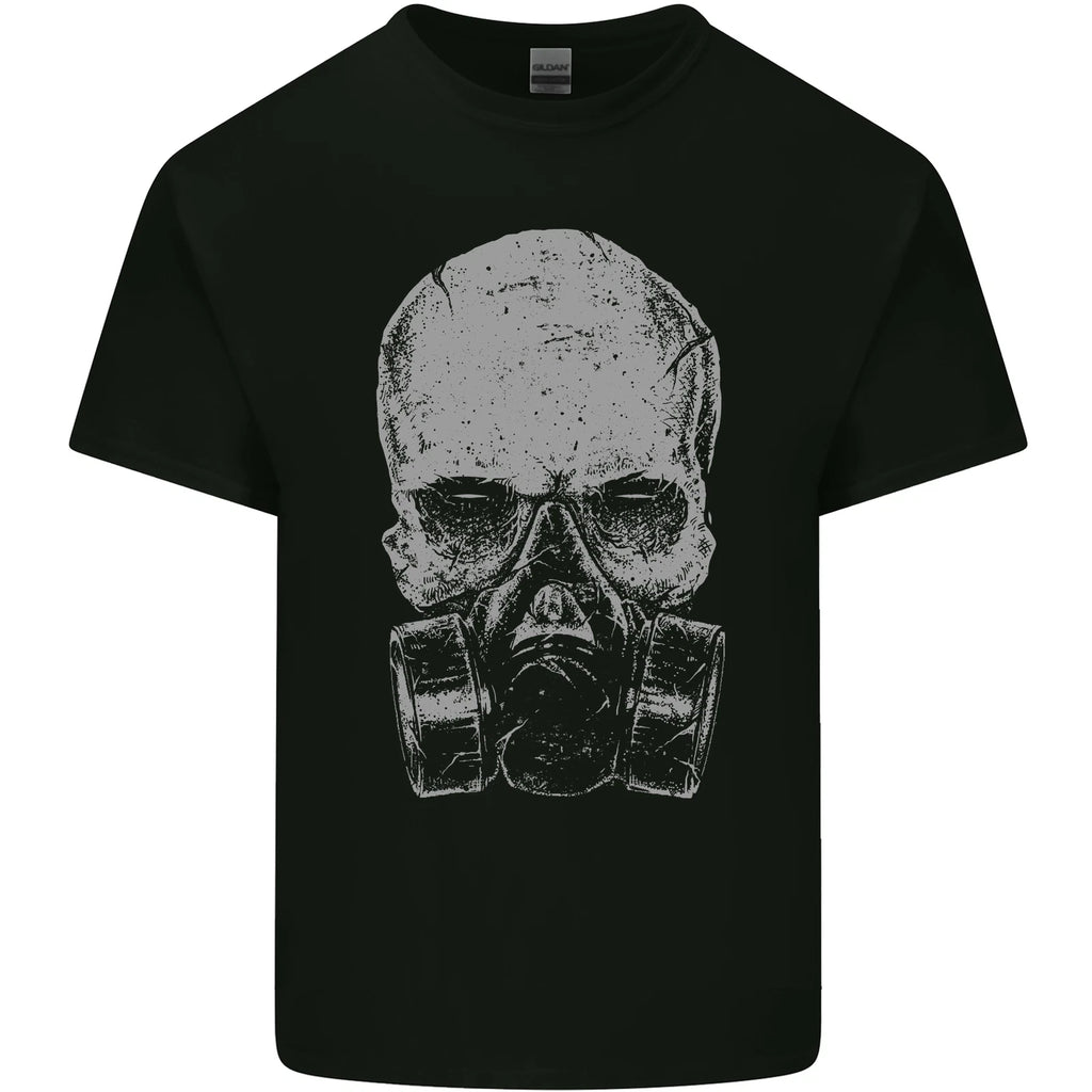 Grey Skull Gas Mask Biker Gothic Mens Light Cotton T-Shirt