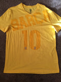 BARCA 10 FCB SOCCER Short Sleeve V neck T-SHIRT Mens yellow Size XL slim fit