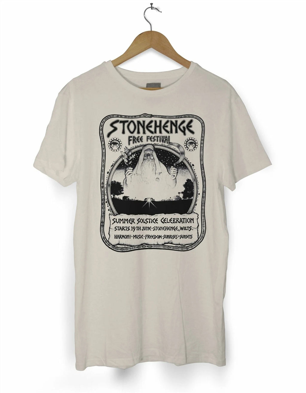 Stonehenge Free Festival Men's T Shirt - Druid Hawkwind Hippie Gong