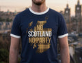 No Scotland No Party SCOTTISH Flag Mens t-shirt Ringer Navy Gold