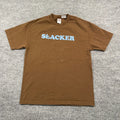 Vintage 90s Lazy Gamer Slacker Shirt Large 21x27 Brown Spellout