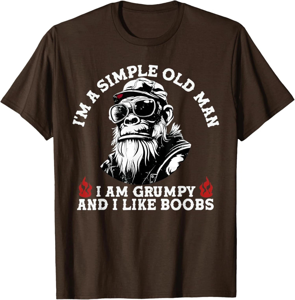 I'm A Simple Old I Am Grumpy and I Like Boobs Monkey Unisex T-Shirt