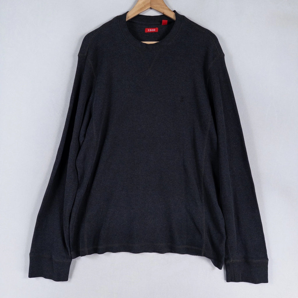 IZOD Thermal Shirt Mens XLT Gray Waffle Knit Long Sleeve Casual Minimalist