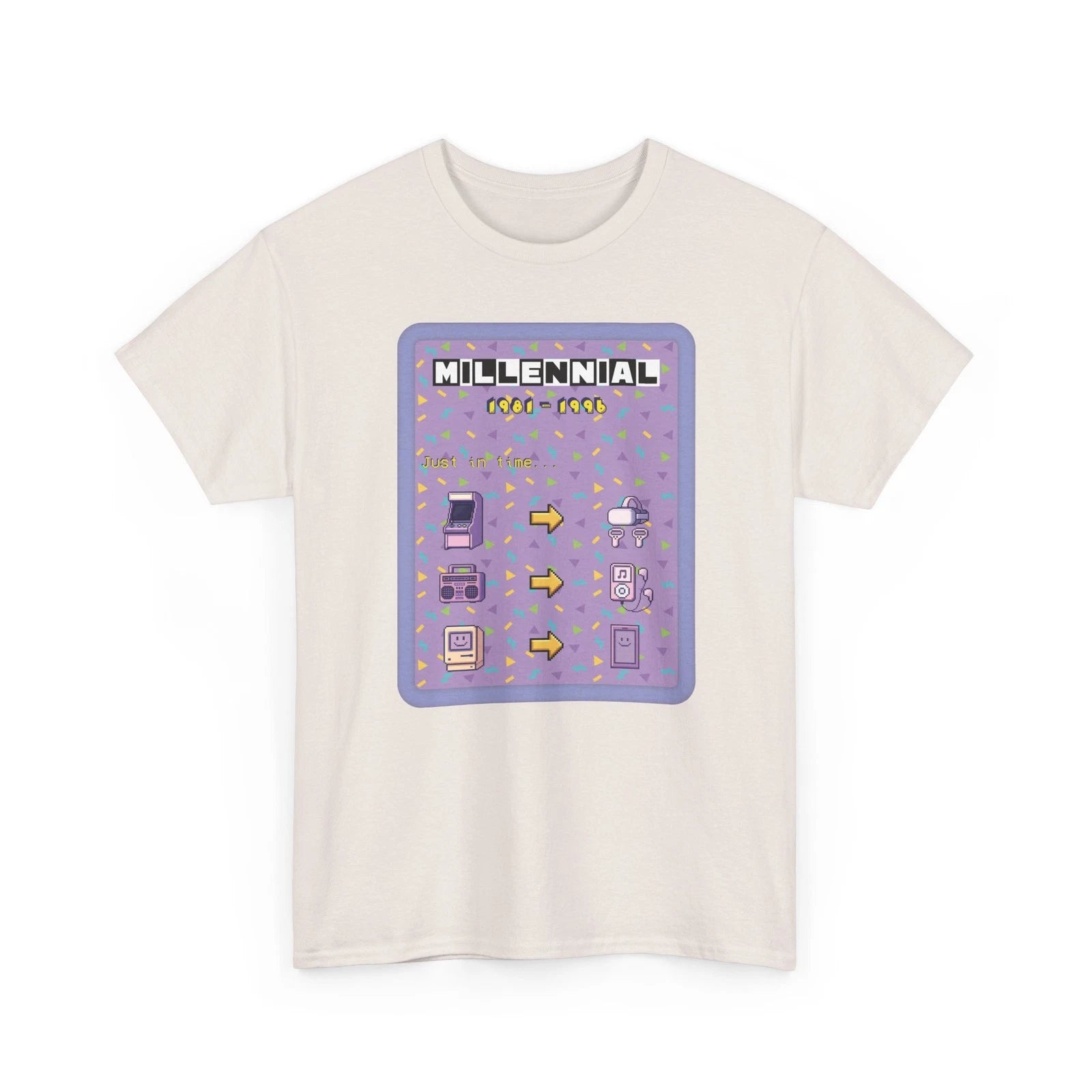 Millennial Tech Evolution Retro Tee - Purple Backdrop