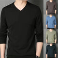 Casual Slim Fit V Neck Long Sleeve Muscle Tee Top Blouse Dark Green Black