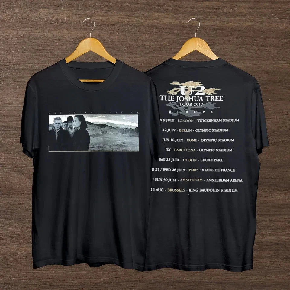 U2 Rock Band Joshue Tree Music Concert Tour 90s Double Sided T-Shirt Gift Fans,