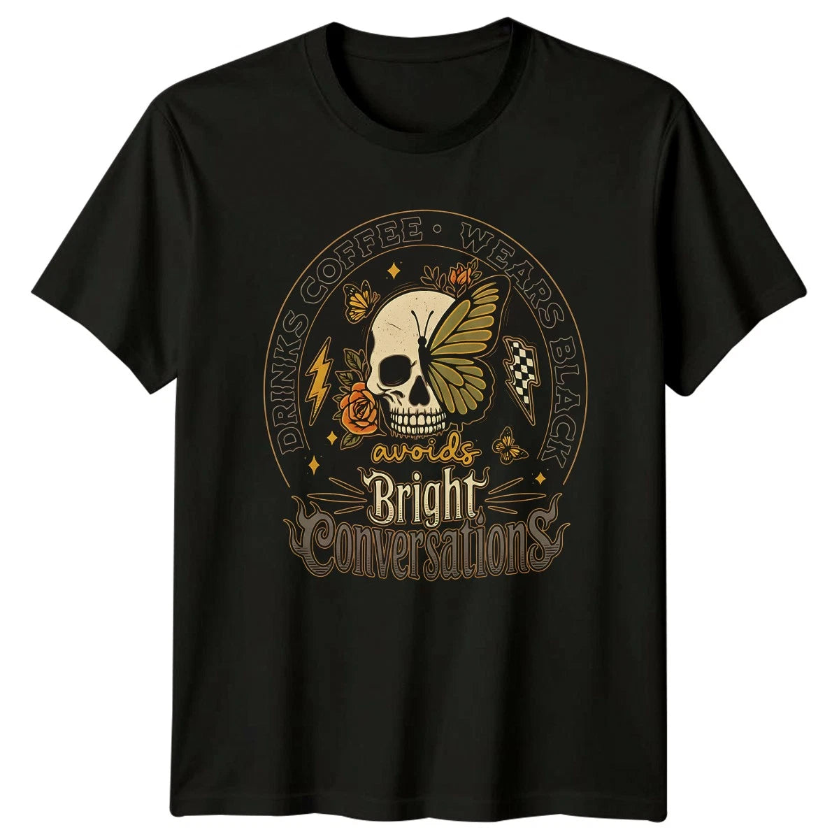 Drinks Coffee Wears Black Avoids T-Shirt Sarcastic Introvert Coffee Lifestyle