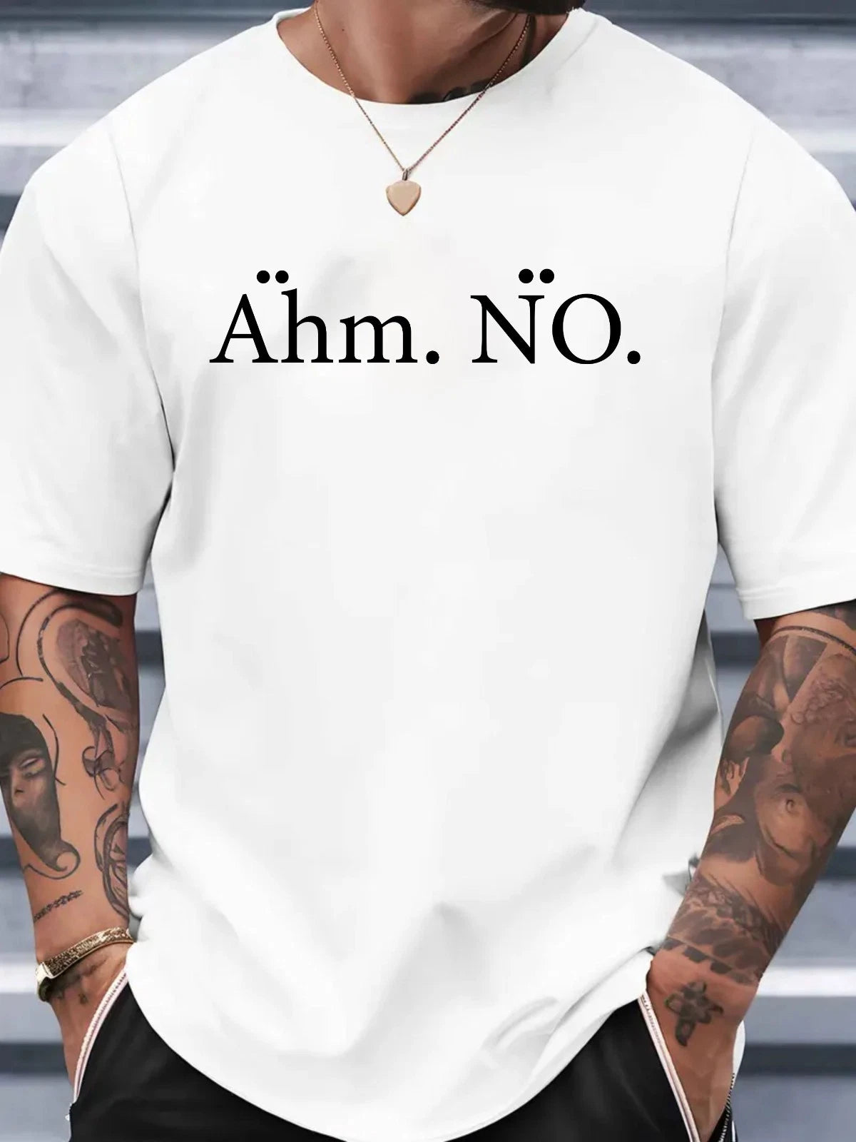 Ähm. NÖ. Funny German Quote T-Shirt Minimalist Graphic Tee Sarcastic Unisex top