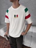 Vintage Mexico Flag Embroidered Oversized Football T-Shirt, Retro Soccer Streetw