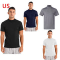 Men Mock Neck T-shirt Short Sleeve Undershirt Casual Solid Color Slim Fit AU