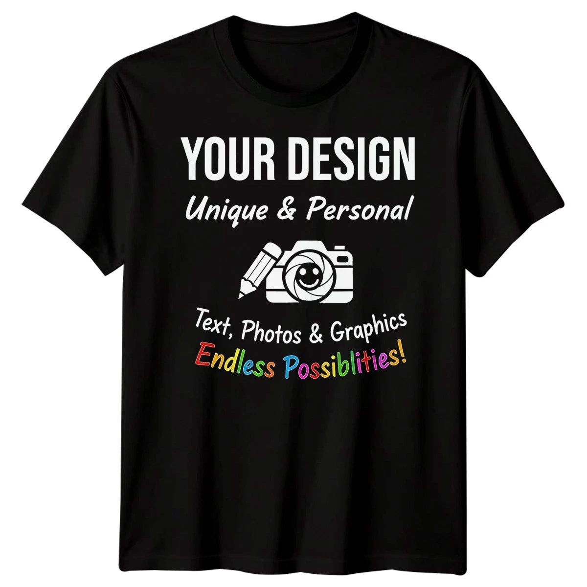 Personalised T-Shirts Your Design Text Photo Graphic Custom Mens Kids Unisex Tee