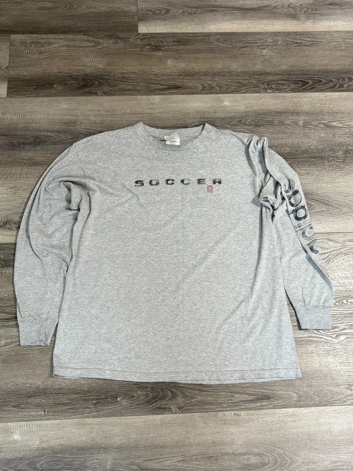 Vintage 90s Adidas Soccer Spellout Long Sleeve Shirt Made In USA Y2K - Men’s XL