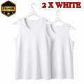 2 PACK MENS VESTS 100% COTTON TANK SUMMER TRAINING GYM TOPS PLAIN S-5XL UK