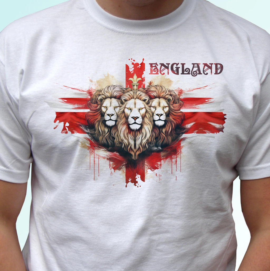 England Lions t shirt 3 lions top flag UK GB design patriotic art gift all sizes