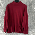 LL Bean Size L Minimalist Casual Mock Neck T Shirt Red Long Sleeve