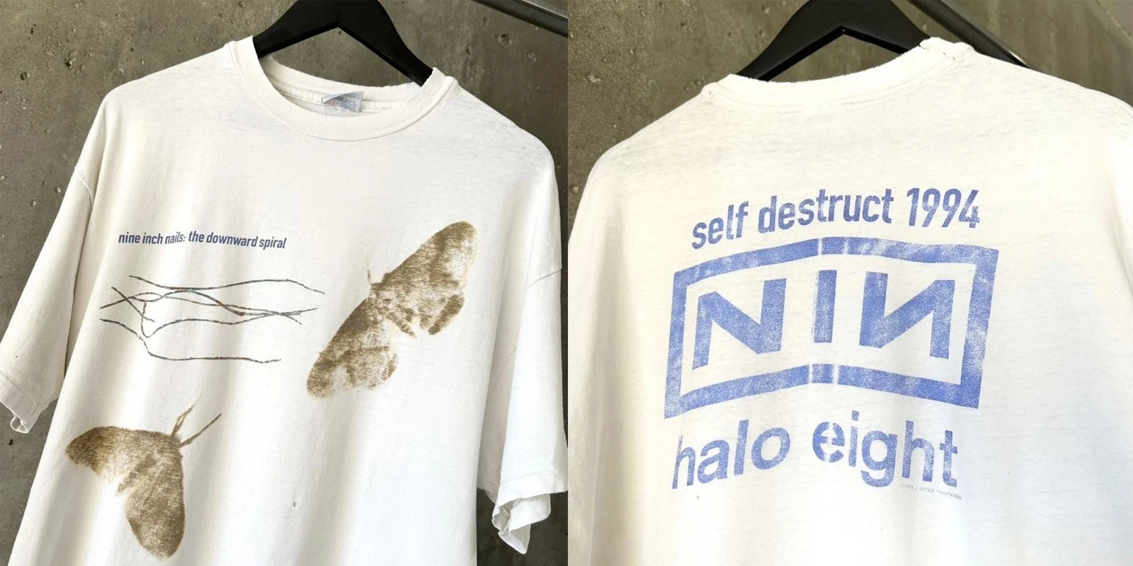 90’s Nine Inch Nails ‘The Downward Spiral’ Moth T-Shirt 2 sided