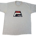 VTG Fila T Shirt Mens XL White Spell Out 90s USA Made Gray FOTL Soccer