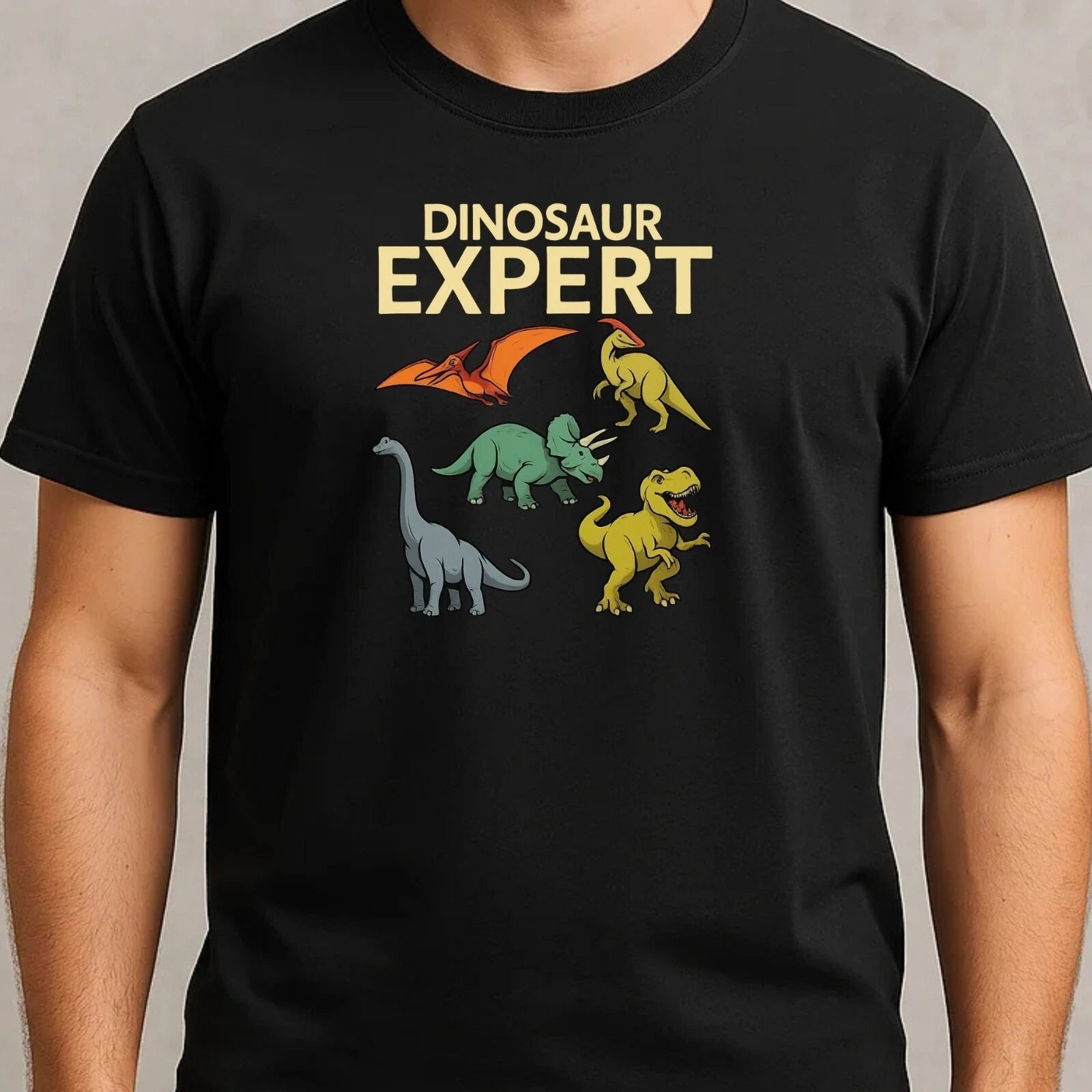Mens Dinosaur Expert Motif Cotton T-Shirt Size S to 5XL