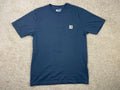Carhartt T-Shirt Top Men's Small Crew Neck Loose Fit Logo Patch Pocket Black