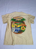 Vintage Hawaiian Tropic 1986 Promo Shirt Yellow Medium V Neck Woven Pocket B25