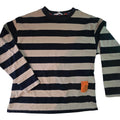 Jiaxun Striped Long Sleeve Streetwear Top Navy Tan Orange Patch Mens M Skater