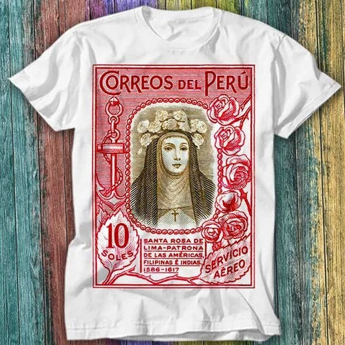 1936 Peru Saint Rose of Lima Postage Stamp T Shirt Top Tee 533