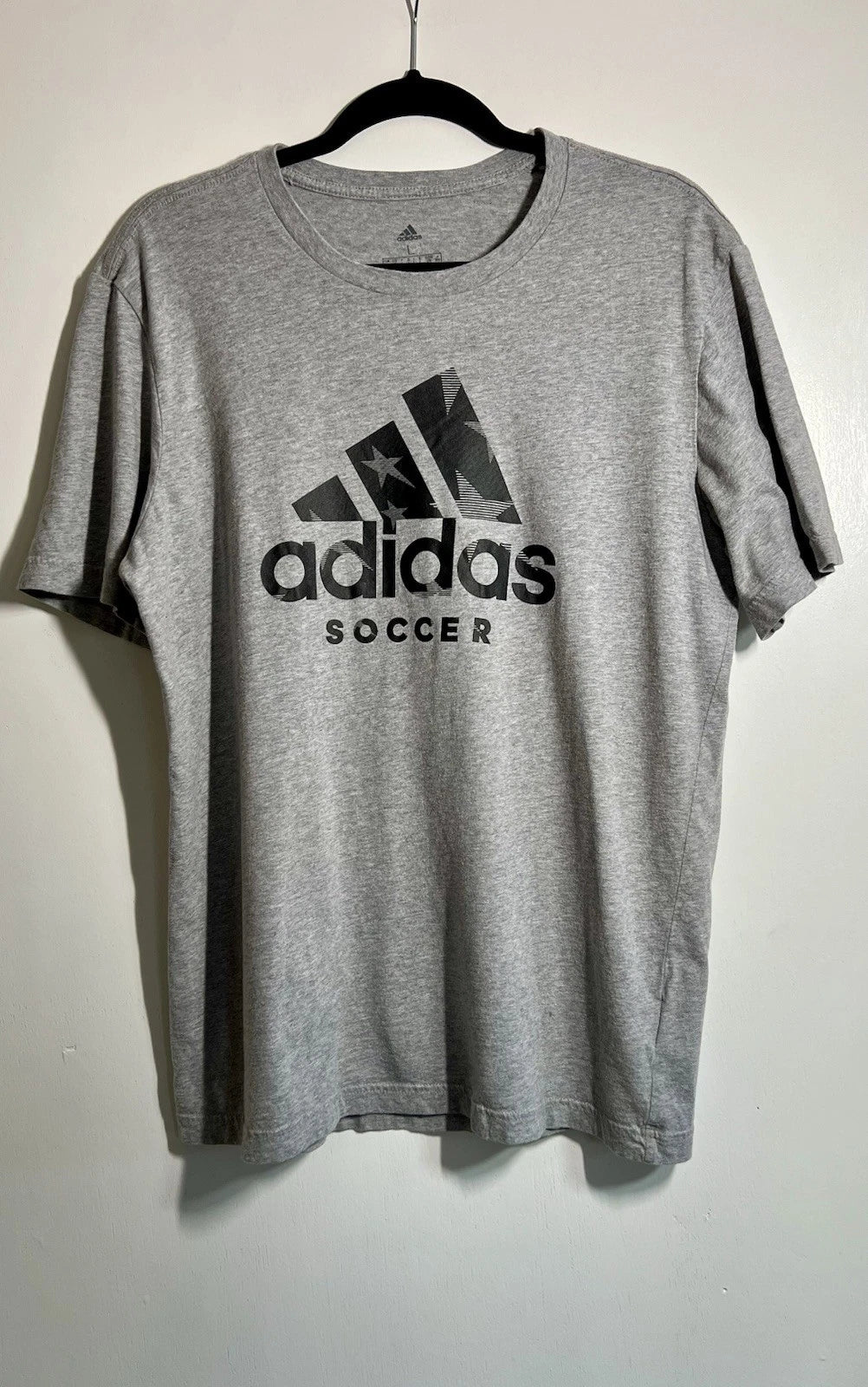 Adidas Soccer Graphic T-Shirt Gray Heathered Men’s Large DZ6231 Stars Logo Tee
