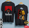 Marlboro Cowboy T-Shirt Black Vintage 90s Western Graphic Tee S-5XL