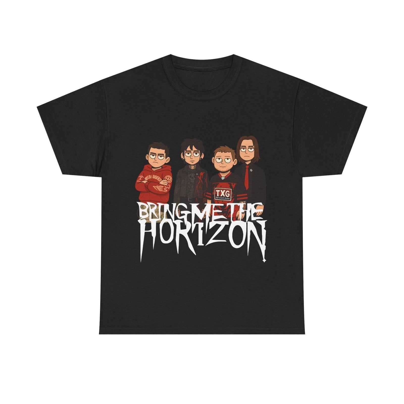 Bring Me The Horizon T-Shirt Cartoon Graphic Tee Black 100% Cotton BMTH Band Top