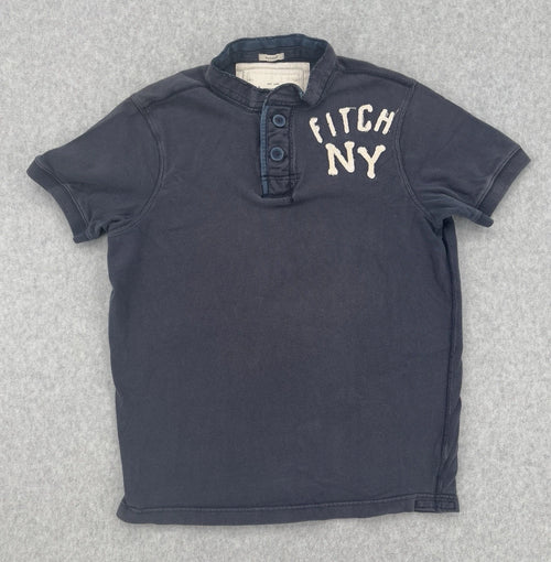Abercrombie & Fitch Y2K Fitch NY Henley Shirt Navy Blue Muscle Fit Size S