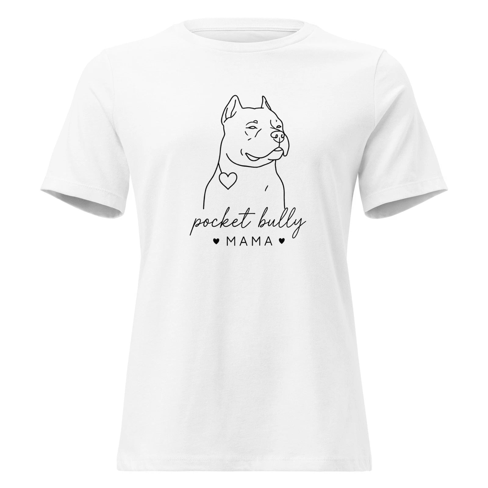 Pocket Bully Mama Minimal Line Art Women's Relaxed T-Shirt