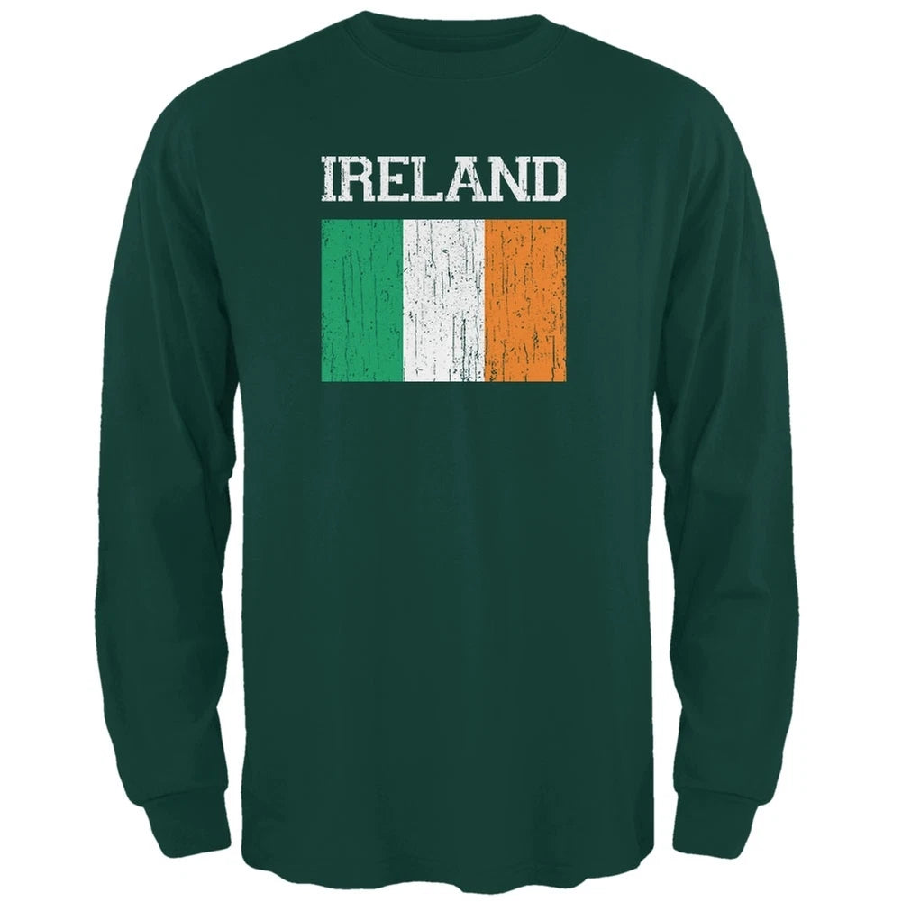 World Cup Distressed Flag Ireland Forest Adult Long Sleeve T-Shirt