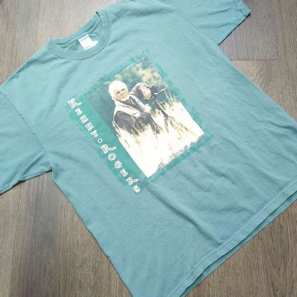 Vintage Kenny Rogers On Tour Portrait Green Country Tee