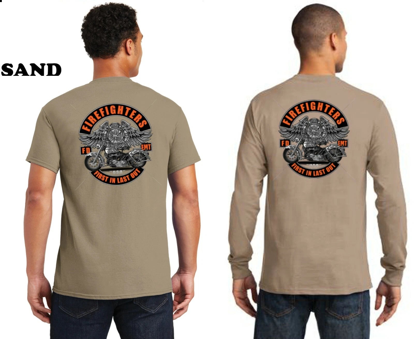 Biker Life Firefighter First Responder Custom Built Motorcycle Men's T-Shirt