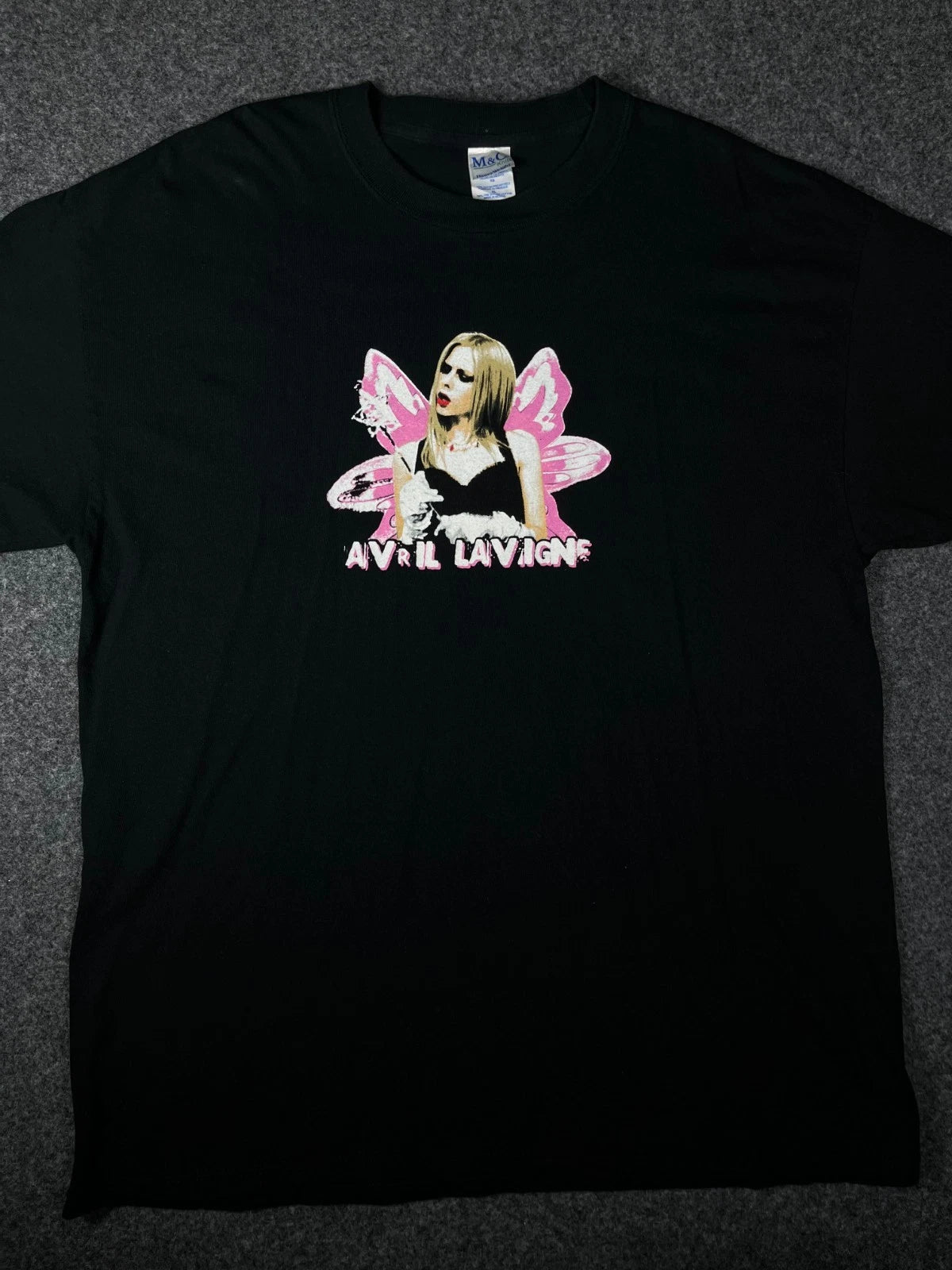 Vintage 2005 Avril Lavigne Bonez Tour T Shirt M&O Black Fairy Punk Rock XL