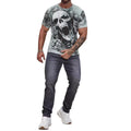 Polyester Men's Skull Print Loose Fit T Shirt Breathable for Daily Wear