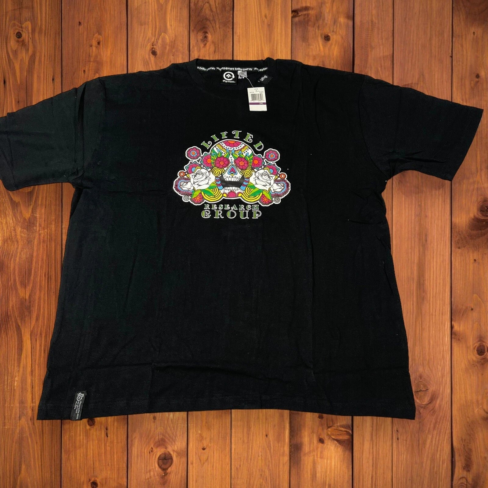 NWT LRG Lifted Research Group Sugar Skull Black Graphic T-Shirt Size 2XL