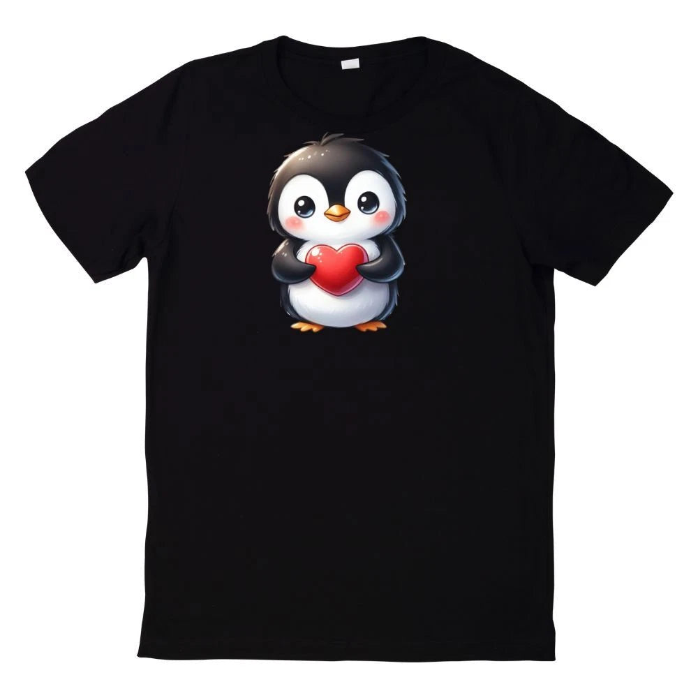 Cute Penguin Heart Print T-Shirt