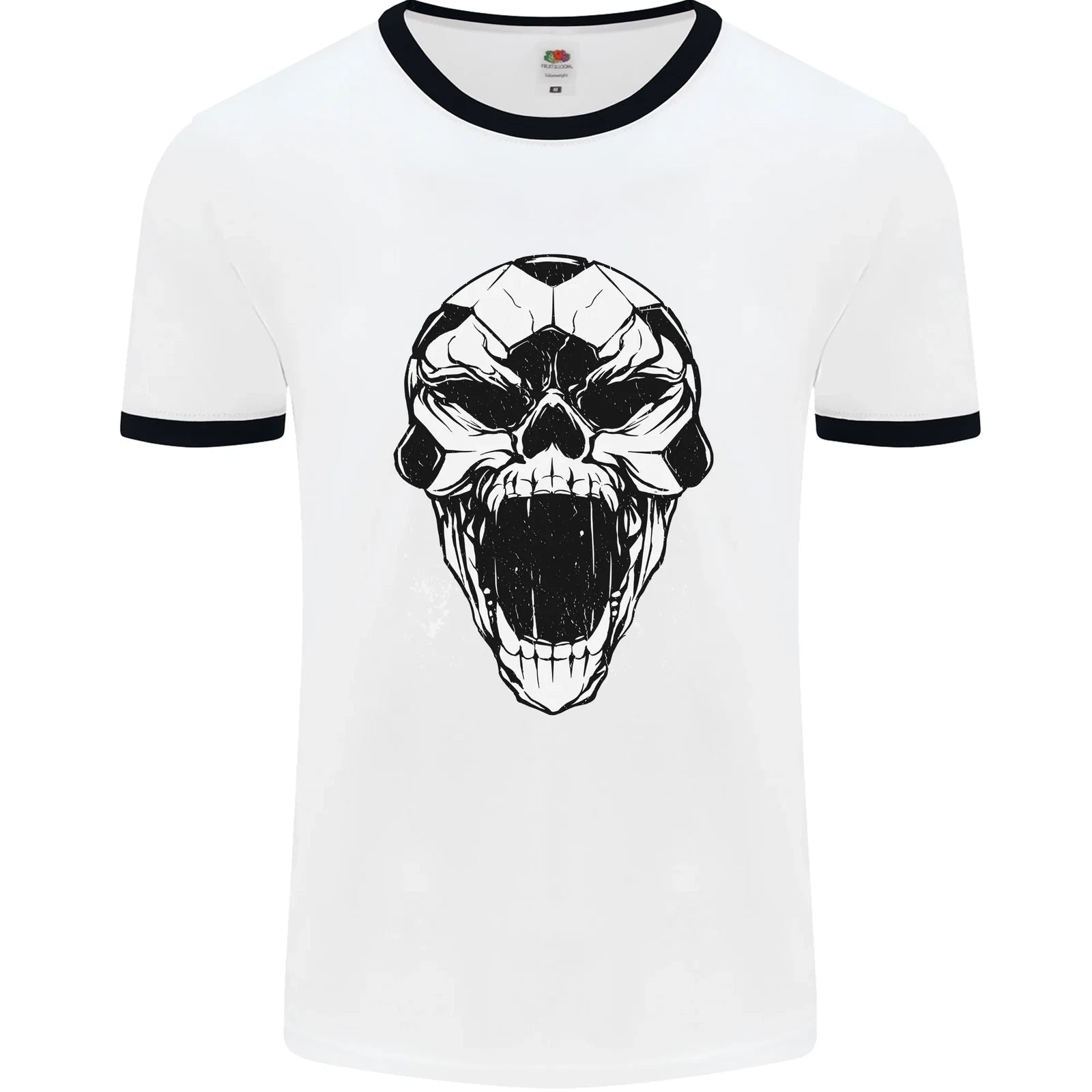 A Football Skull Soccer Footy Mens Ringer T-Shirt