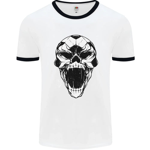 A Football Skull Soccer Footy Mens Ringer T-Shirt