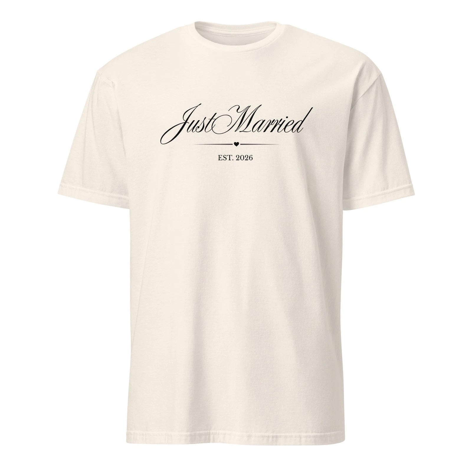 Just Married Est 2026 T-Shirt Script Wedding Gift - Minimalist Bride Tee