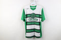 Vintage Mens Medium Spell Out Celtic FC Football Soccer Jersey Striped Green